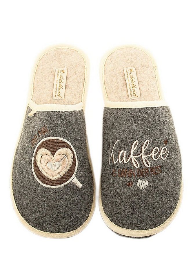 ADELHEID Erst mal Kaffee Filzpantoffeln Pantoffel