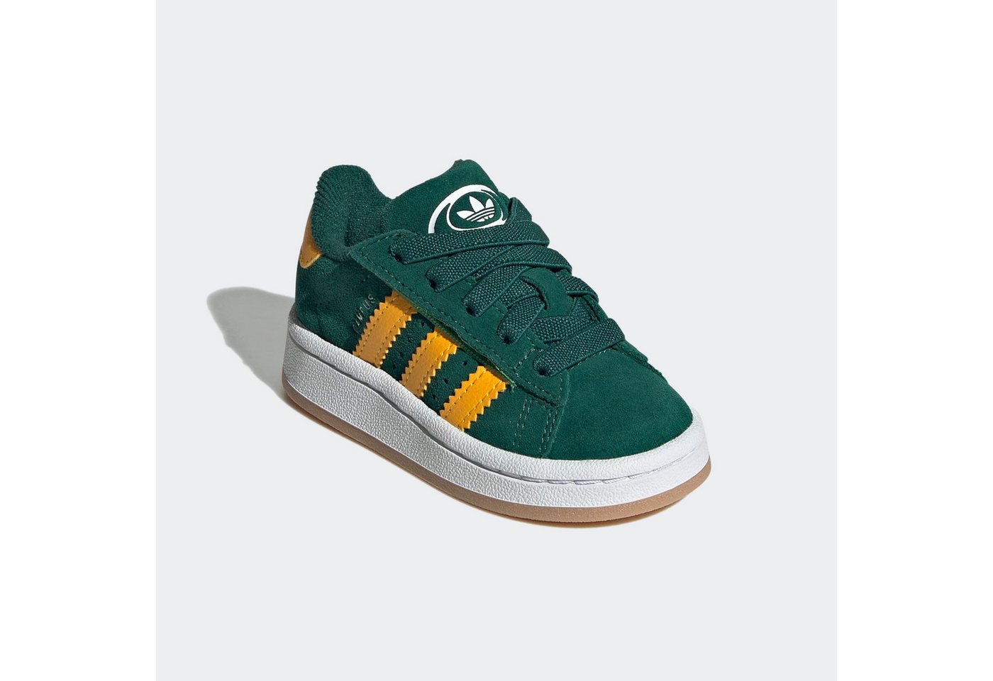 adidas Originals CAMPUS 00S COMFORT CLOSURE ELASTIC LACE Sneaker für Babys und Kleinkinder aus Leder und Wildleder, mit Gummisohle (grün/gelb/weiß)