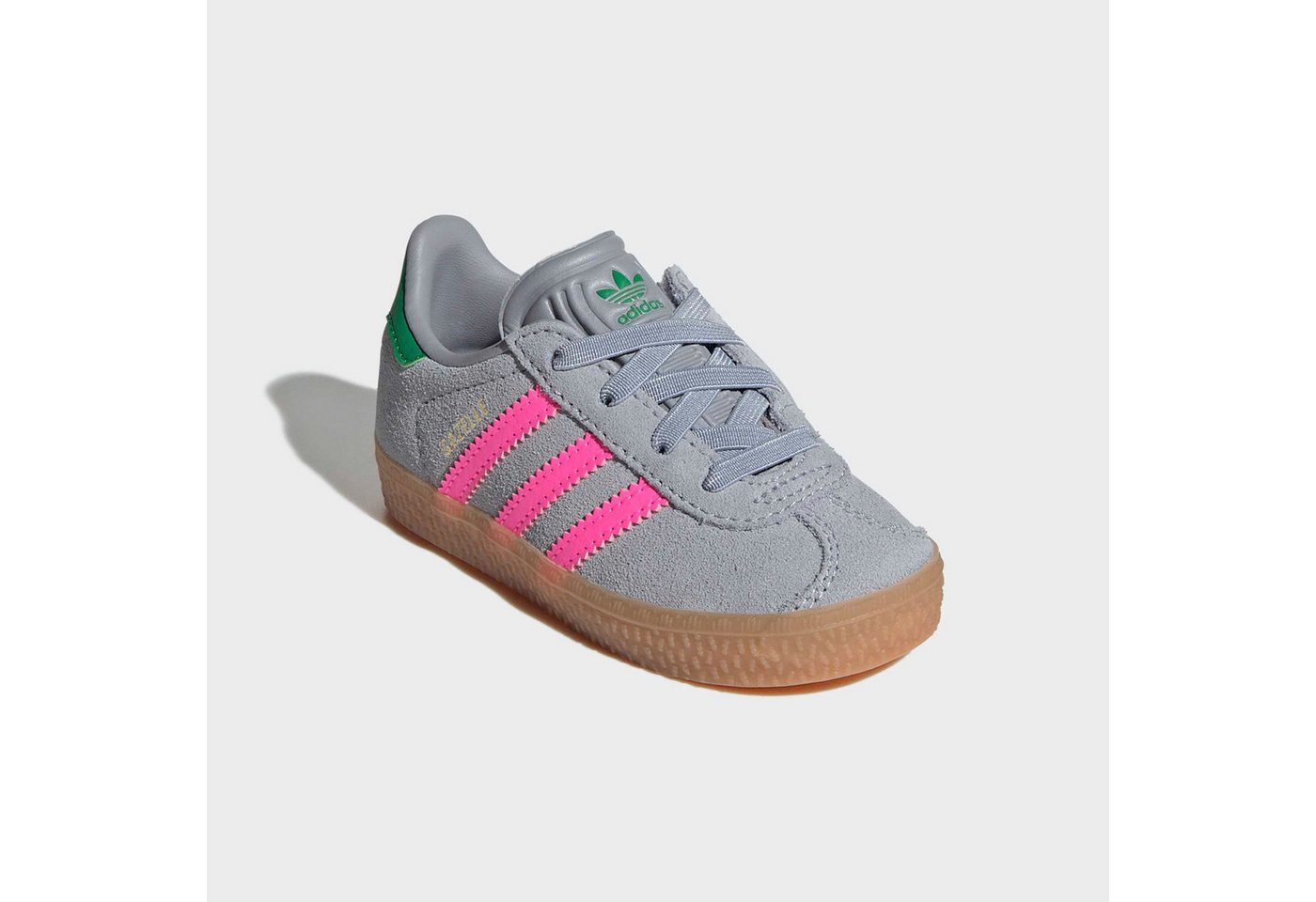 adidas Originals GAZELLE COMFORT CLOSURE ELASTIC LACES KIDS Sneaker für Kinder (silber/rosa/grün)