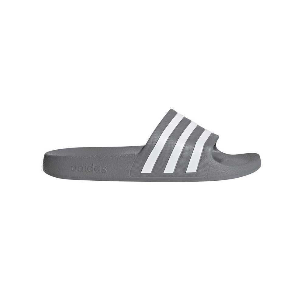 adidas performance Adilette Aqua 3-Streifen (Cloudfoam-Fußbett, EVA-Riemen) grau/weiss Badeschuh