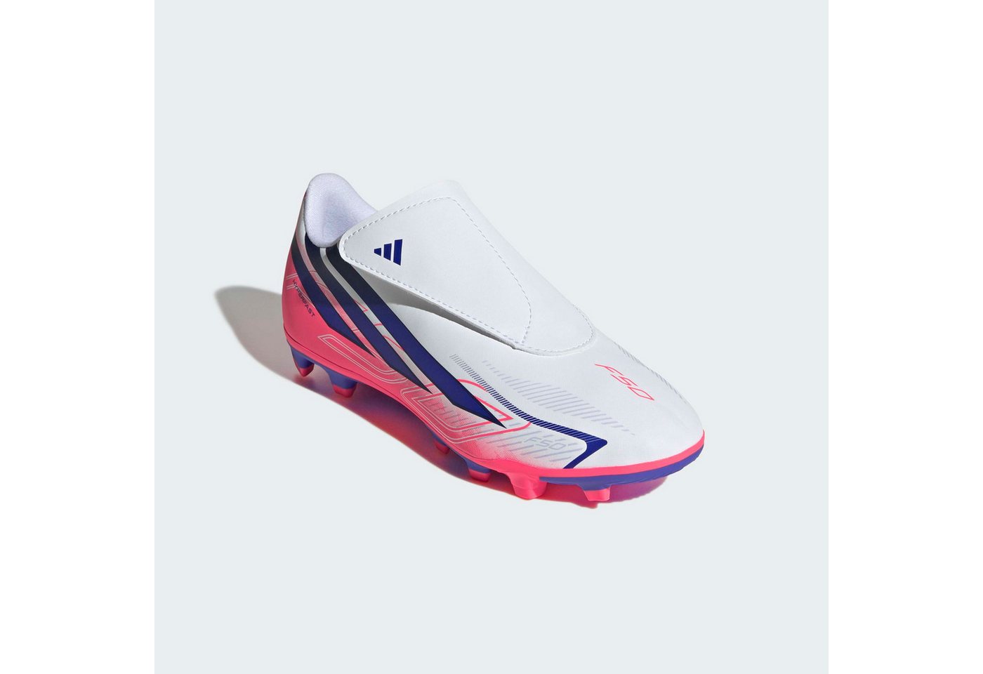 adidas performance F50 HYPERFAST CLUB KIDS, KLETTVERSCHLUSS, FESTE BÖDEN/MULTI GROUND Fußballschuh für viele verschiedene Böden geeignet, für Jugendliche & Kinder (weiß/lila)
