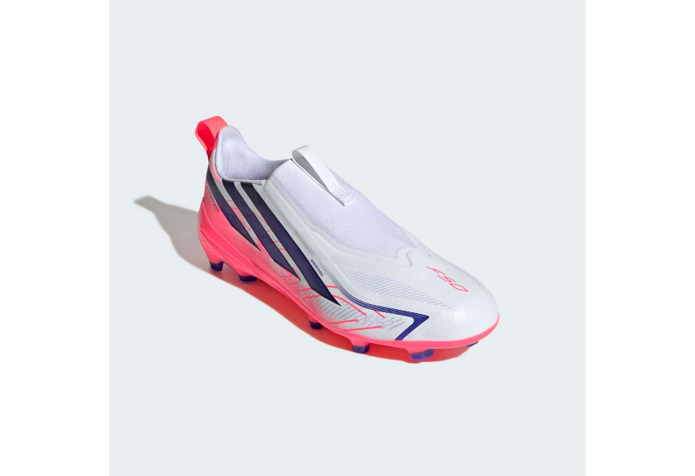 adidas performance F50 HYPERFAST LEAGUE KIDS, FESTE BÖDEN, OHNE SCHNÜRSENKEL Fußballschuh Außensohle für Rasen und feste Böden, für Jugendliche & Kinder