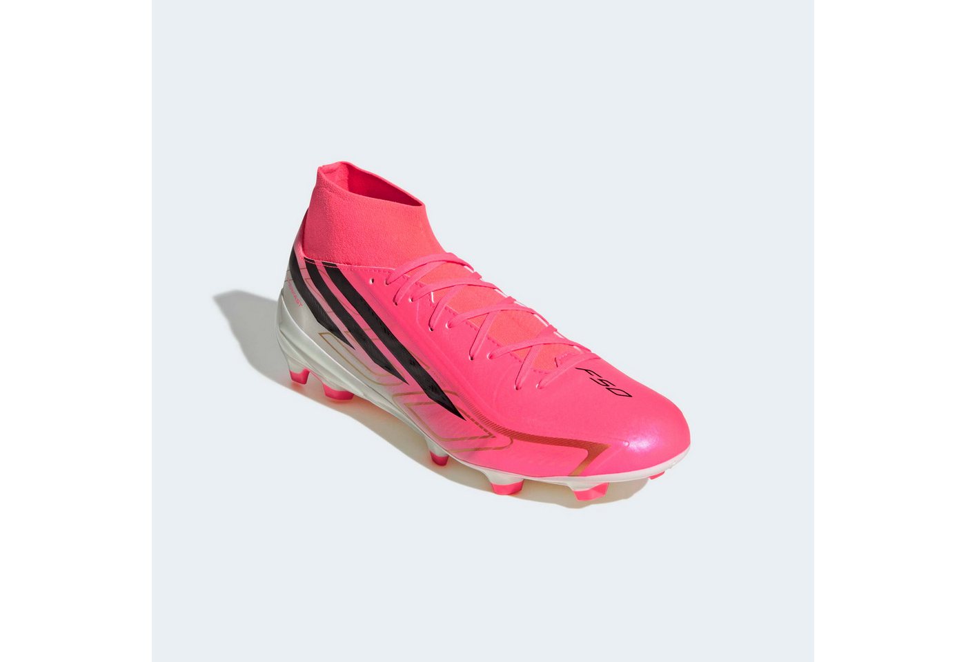adidas performance F50 HYPERFAST LEAGUE, MITTELHOCH, FESTE BÖDEN Fußballschuh für Rasen und feste Böden, gespielt bei der Weltmeisterschaft 2026 (schwarz/gold)