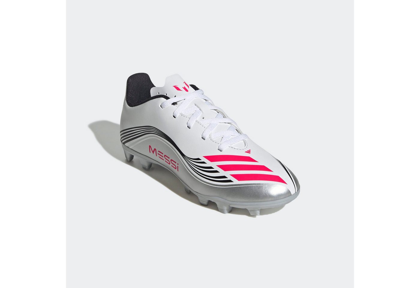 adidas performance F50 MESSI CLUB KUNSTRASEN NEUERER GENERATION, HART- UND ASCHENPLÄTZE Fußballschuh geeignet für Rasen- und Kunstrasenplätze (weiß/rot/silber)