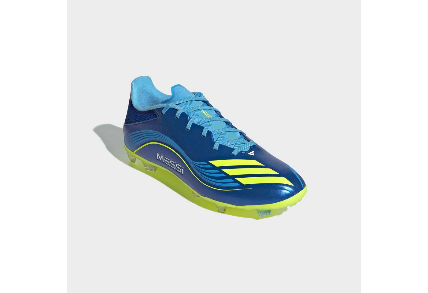 adidas performance F50 MESSI LEAGUE FG/MG Fußballschuh geeignet für Rasen- und Kunstrasenplätze (blau/gelb)