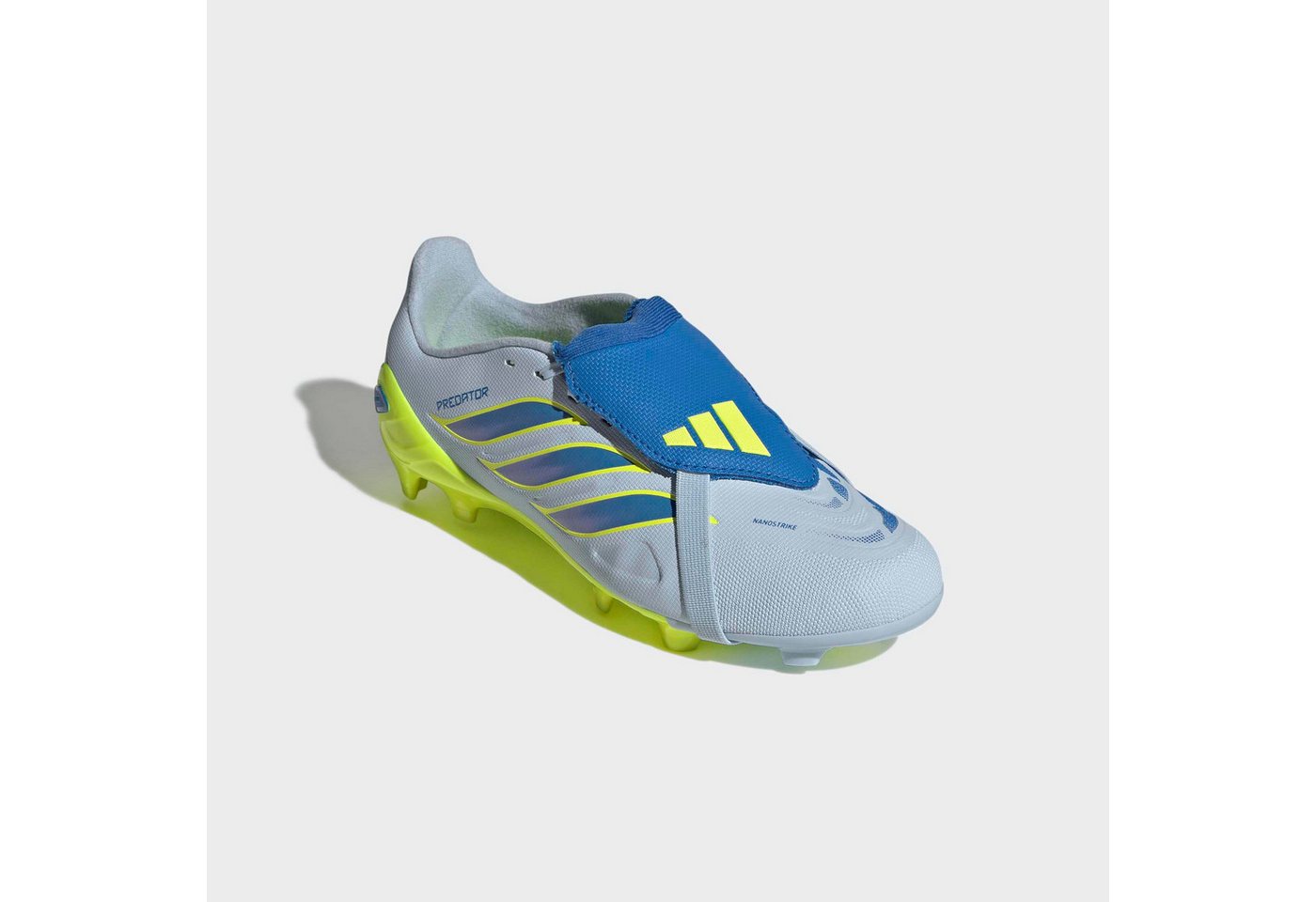 adidas performance PREDATOR LEAGUE FÜR KIDS MIT UMSCHLAGBARER ZUNGE FÜR FESTE BÖDEN Fußballschuh Außensohle für Rasen und feste Böden, für Jugendliche & Kinder (blau/gelb)