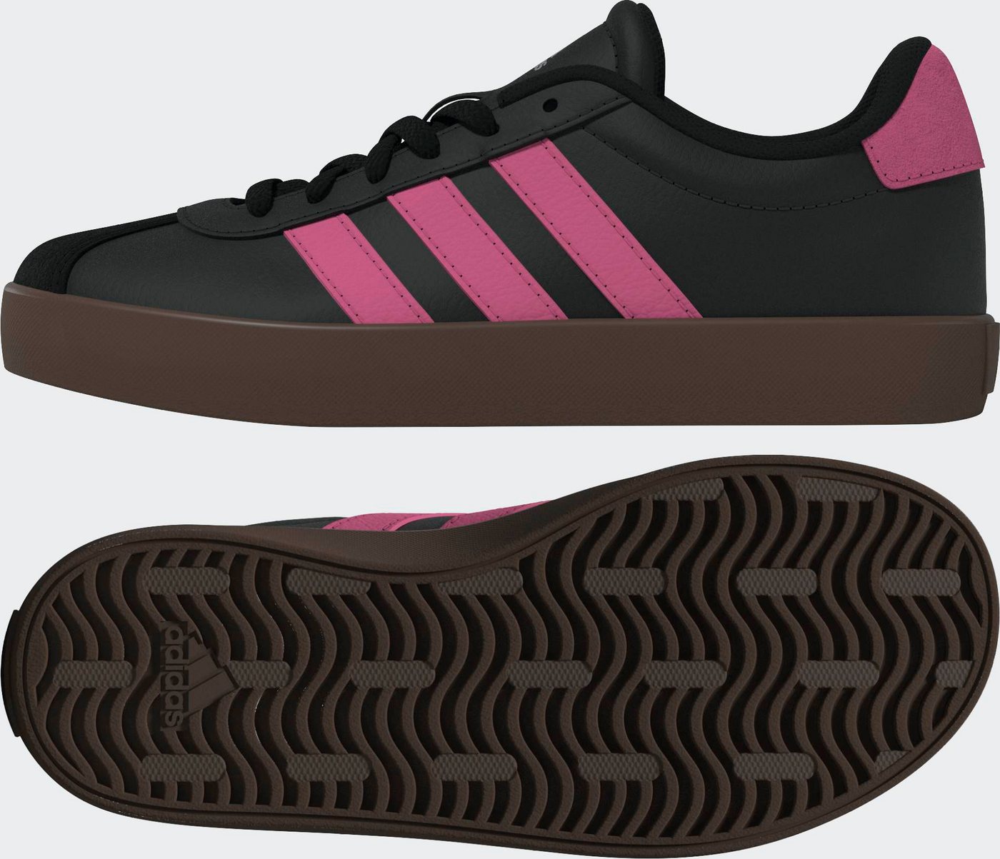 adidas Sportswear VL COURT 3.0 Sneaker inspiriert vom Design des adidas samba, für Kinder & Jugendliche (schwarz/rosa)