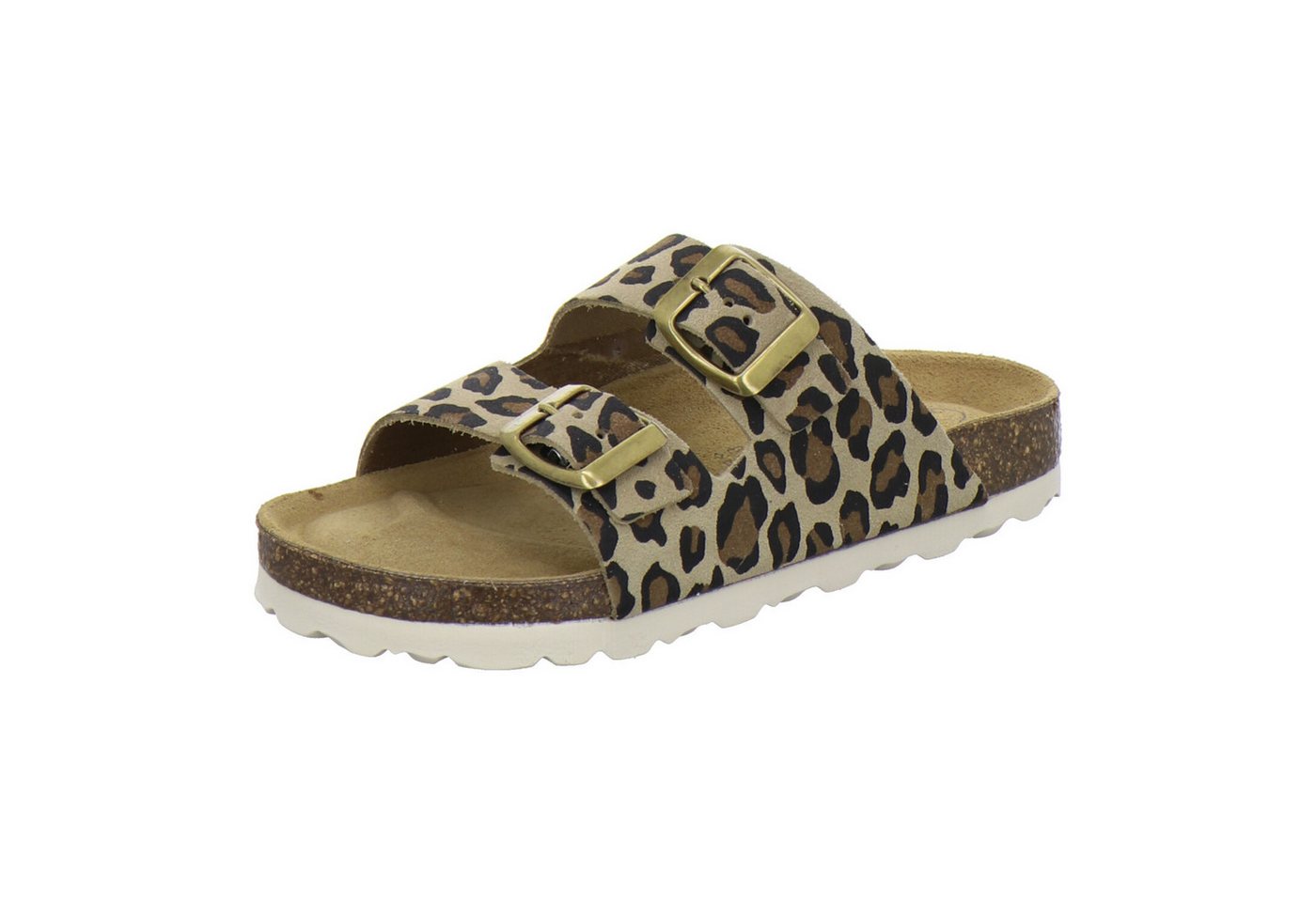 AFS-Schuhe 110098 Zweischnaller Pantolette für Mädchen aus Leder im Leo-Design