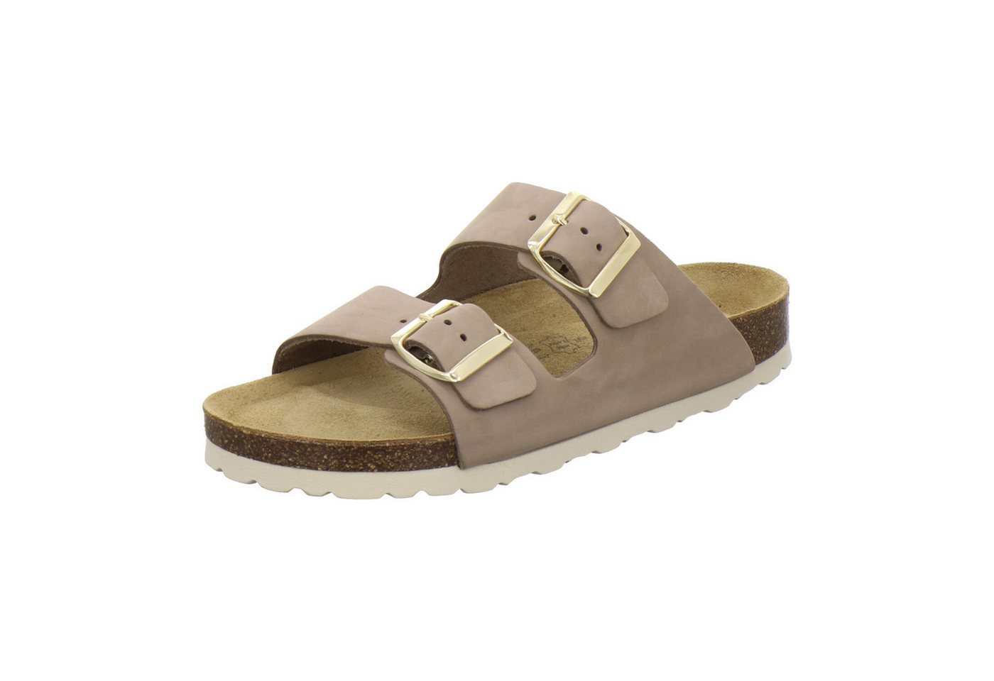 AFS-Schuhe 210012 Zweischnaller Pantolette für Damen mit Fußbett, bequeme Sandalen aus Leder