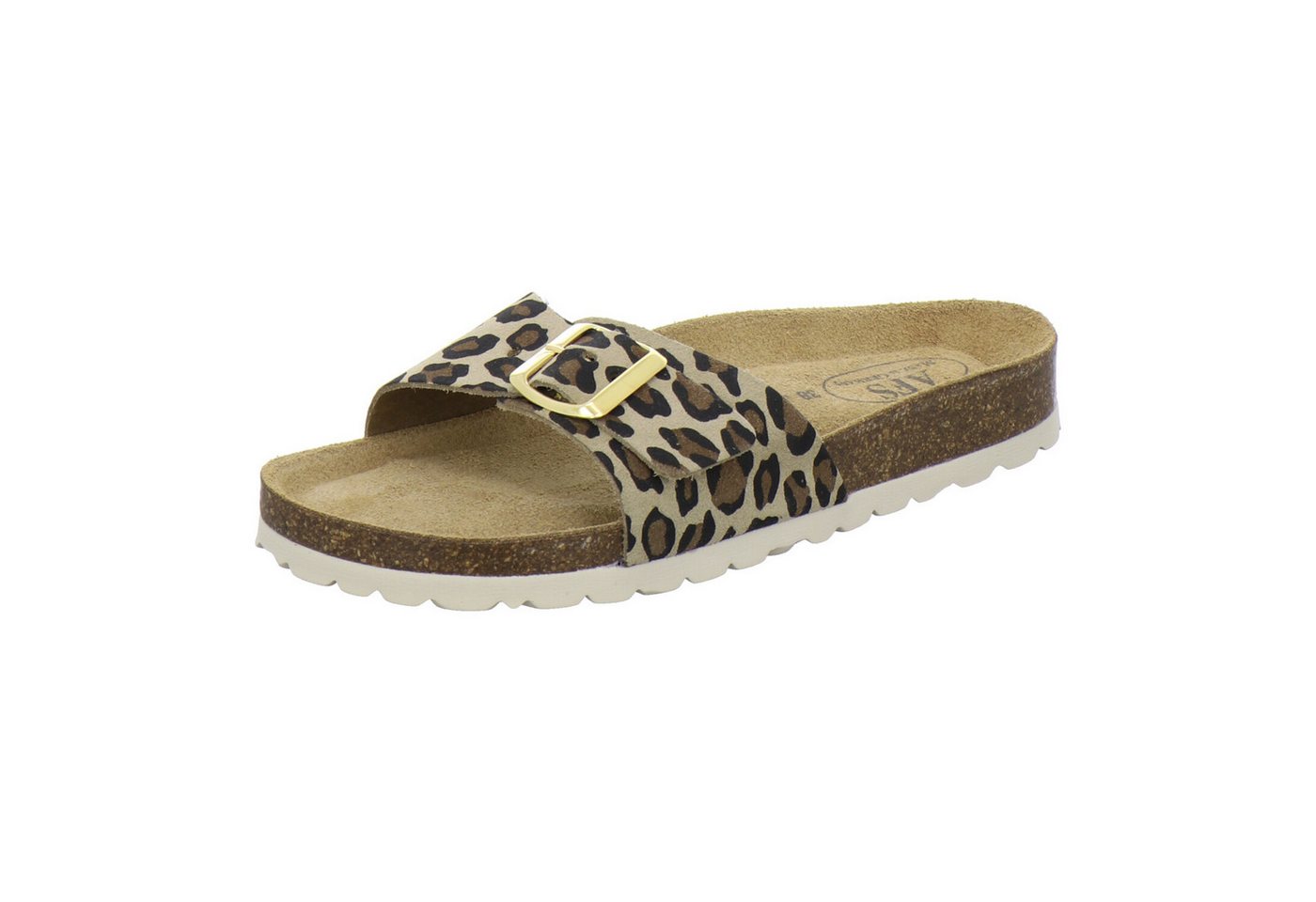 AFS-Schuhe 211298 Riemen Pantolette für Damen mit Fußbett, bequeme Sandalen aus Leder