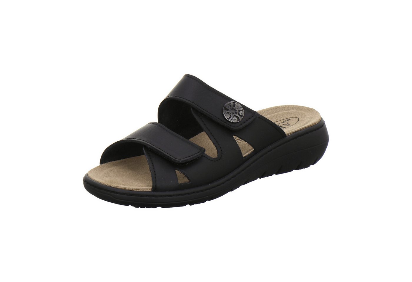 AFS-Schuhe 280823 Wechselfußbett Pantolette für Damen mit Keilabsatz, bequeme Sandalen aus Leder