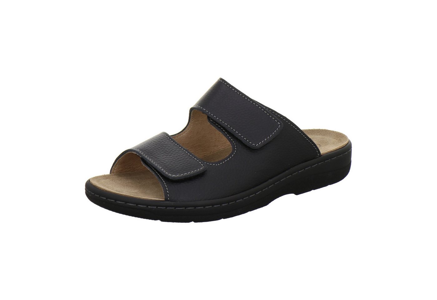 AFS-Schuhe 350223 Wechselfußbett Pantolette für Herren mit Fußbett, bequeme Sandalen aus Leder