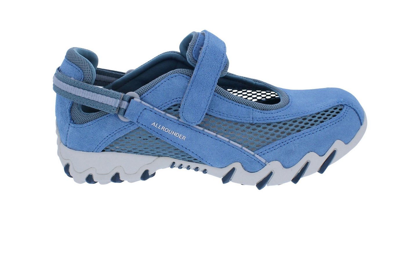 Allrounder by Mephisto Allrounder Sneaker Niro 07/20, Velourleder mit offenem Mesh, Jeans-Bla Klettschuh