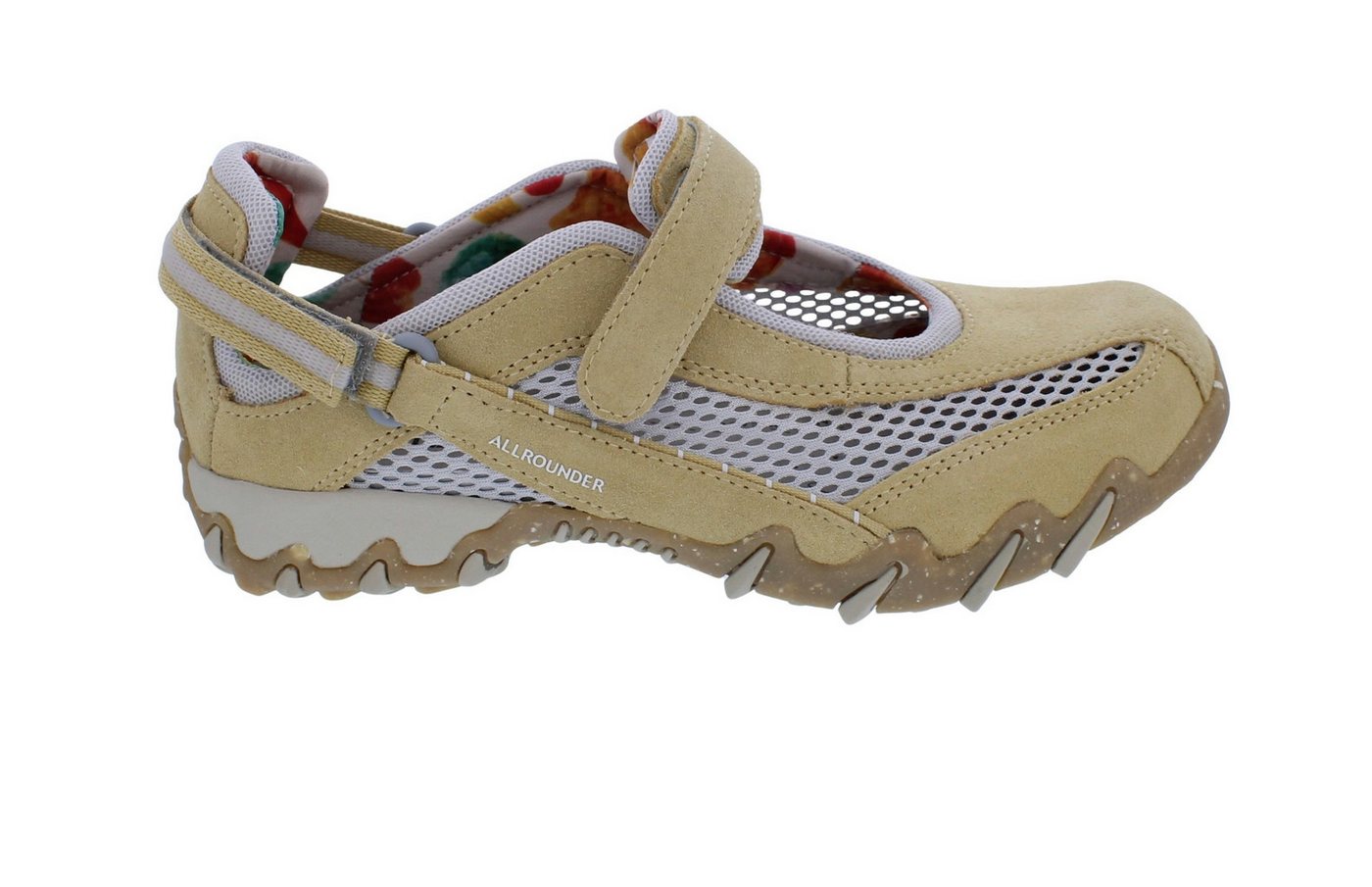 Allrounder by Mephisto Allrounder Sneaker Niro 47/06, Velourleder mit offenem Mesh, Hellbeige Klettschuh