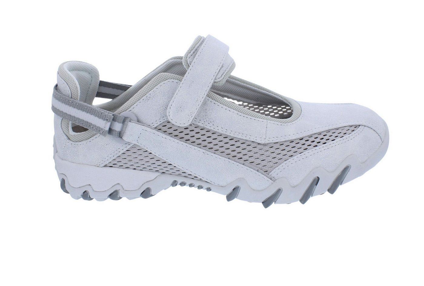 Allrounder by Mephisto Allrounder Sneaker Niro 68/61, Metallic-Leder mit offenem Mesh, Weiß, Klettschuh