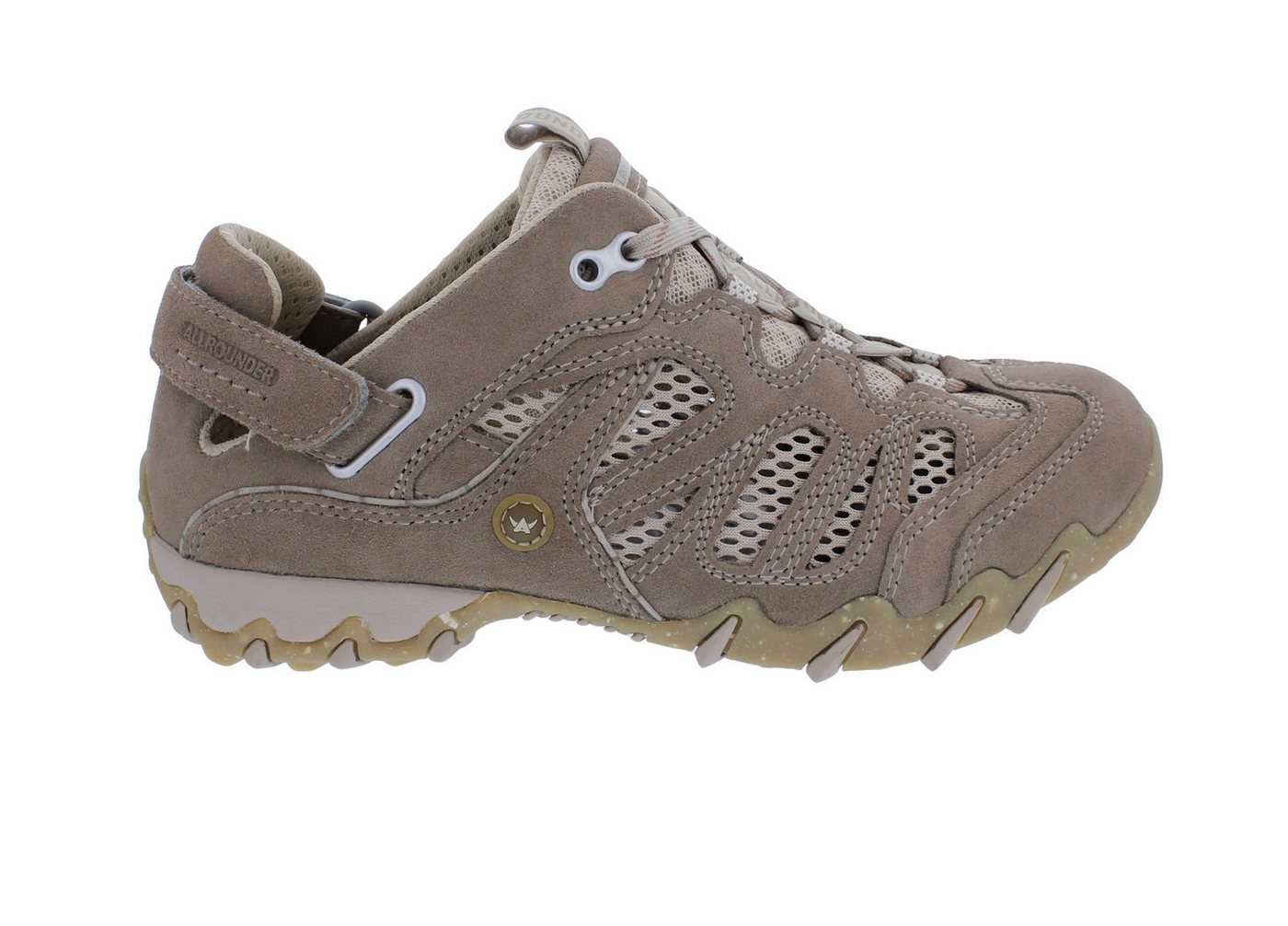 Allrounder by Mephisto Allrounder Sneaker Niwa 44/12, Velourleder mit offenem Mesh, Beige, Fu Schnürschuh