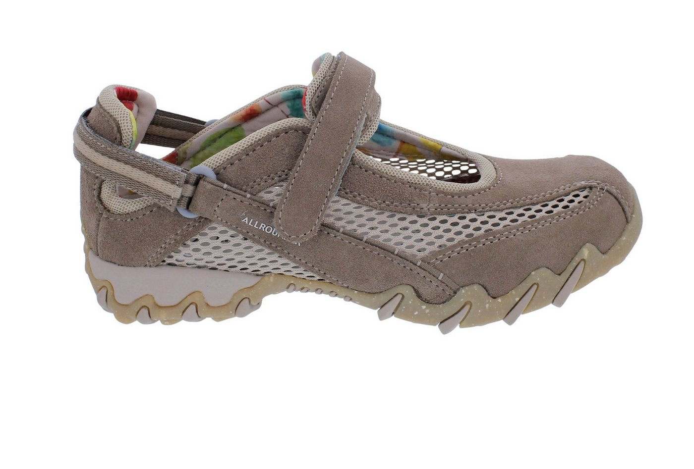 Allrounder by Mephisto Allrounder Sneaker Niro 44/12, Velourleder mit offenem Mesh, Beige, Fu Klettschuh