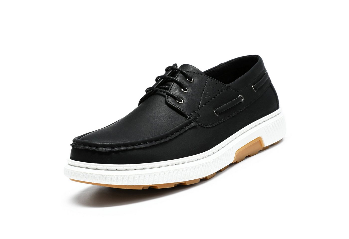 Allthemen Bootsschuh Herren elegante Mokassins Business Schnürschuhe (schwarz)