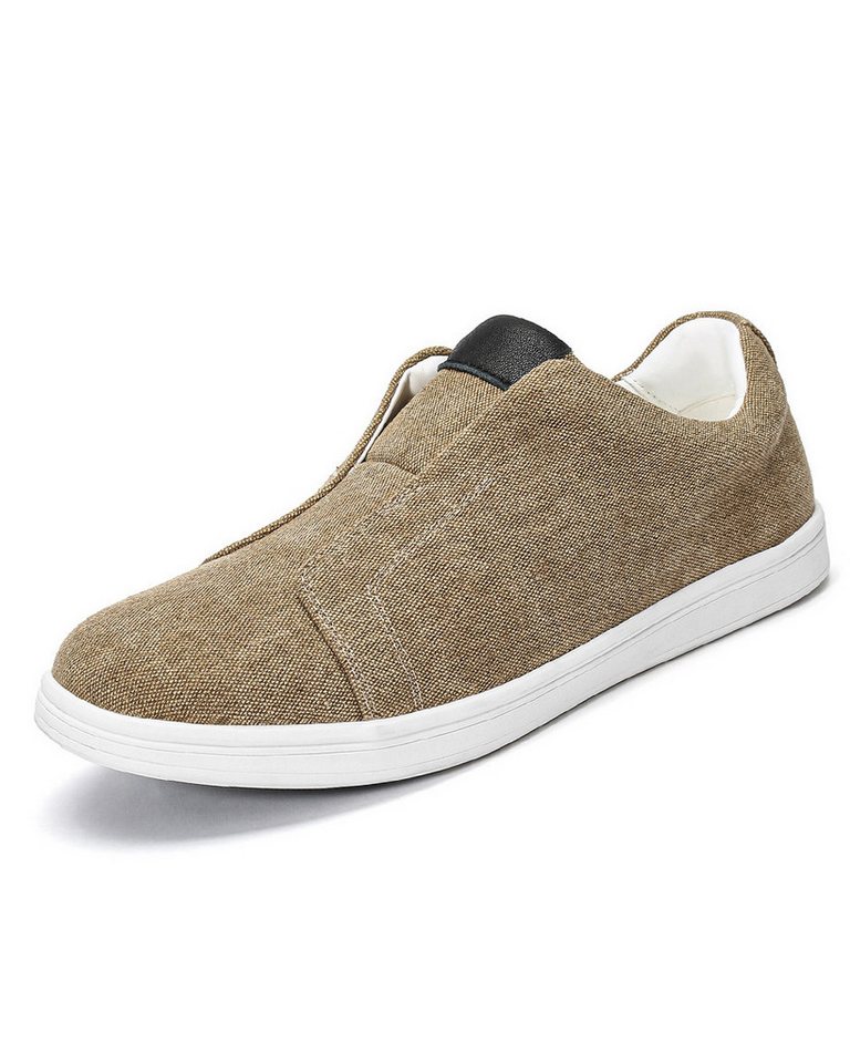 Allthemen Loafer Herren Slip-On Loafer aus Vintage Canvas Bequeme Freizeitschuhe (braun)