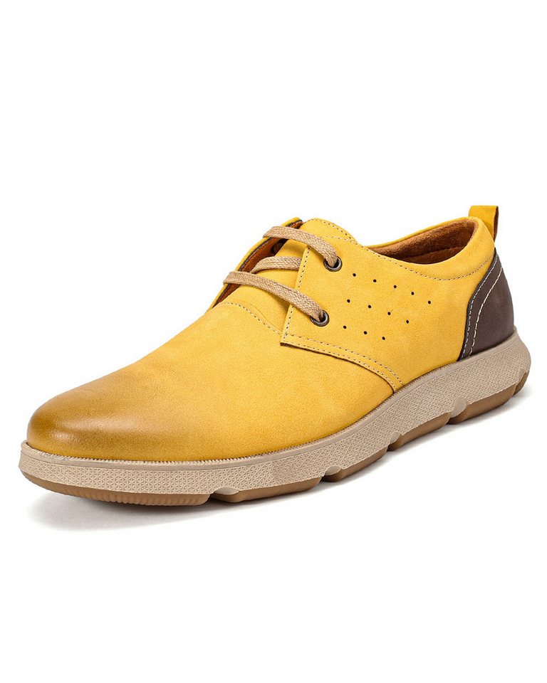Allthemen Schnürschuh Halbschuhe Herren Rundkappe Freizeit Schnürschuhe Casual (gelb)