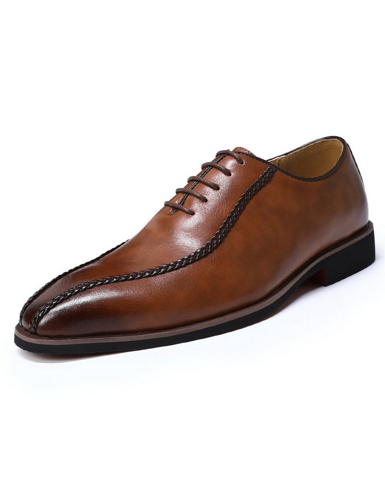Allthemen Schnürschuh Herren Business-Schnürschuhe Elegant mit Edler Flechtnaht (braun)
