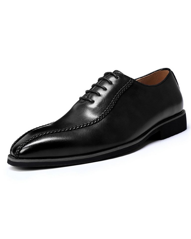 Allthemen Schnürschuh Herren Business-Schnürschuhe Elegant mit Edler Flechtnaht (schwarz)