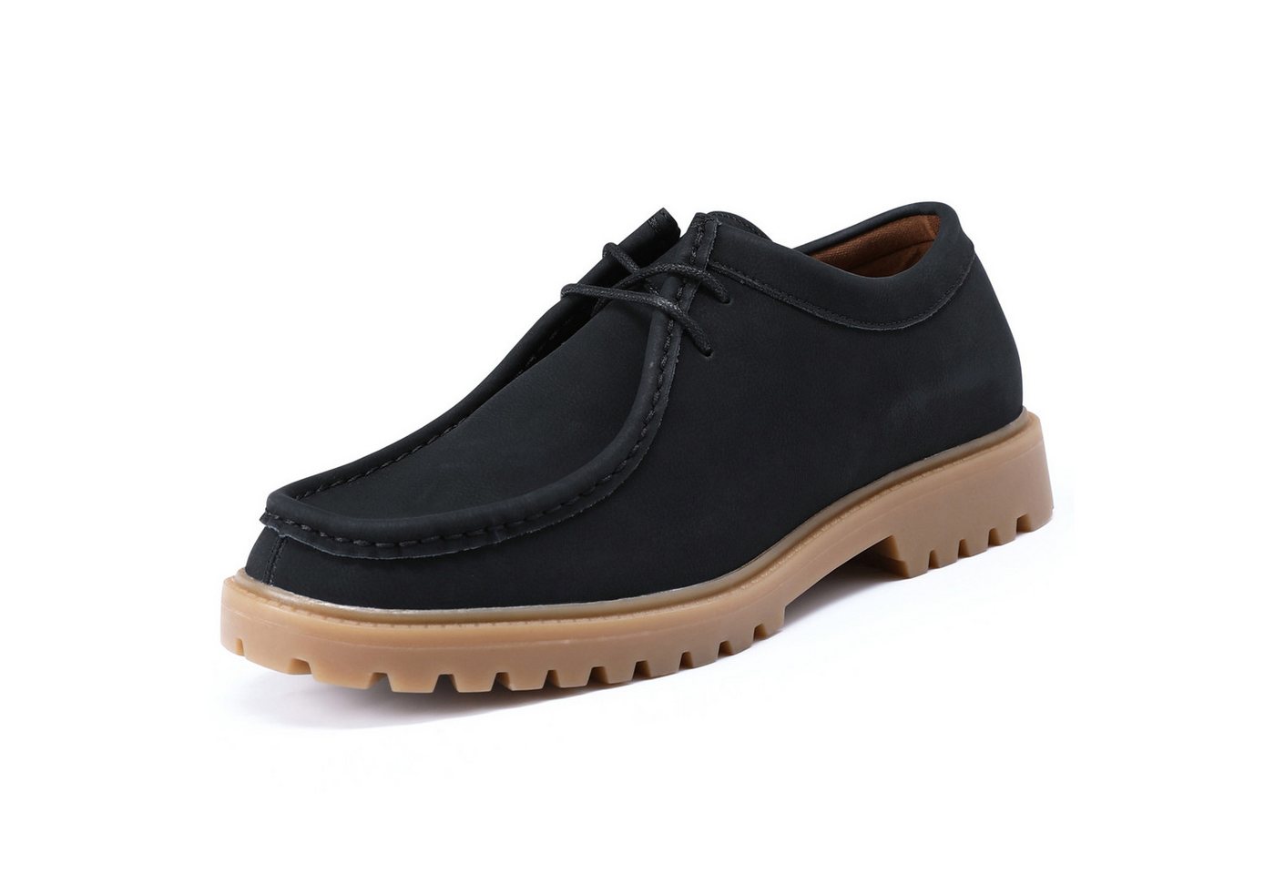 Allthemen Schnürschuh Herren casual Halbschuh in einfaches Aussehen Lederschuhe (schwarz)