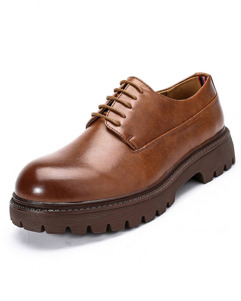 Allthemen Schnürschuh Klassische Herren Derbyschuhe mit dicker Sohle Vintage Schnürschuhe (braun)