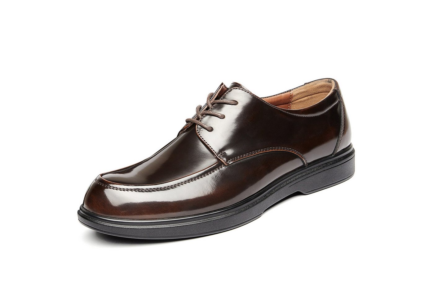 Allthemen Schnürschuh mit klaren Ziernähten Businessschuh glänzend Anzugschuh