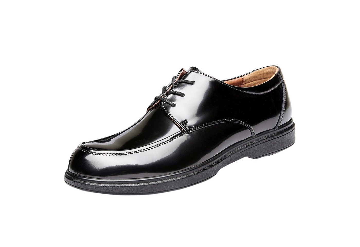 Allthemen Schnürschuh mit klaren Ziernähten Businessschuh glänzend Anzugschuh