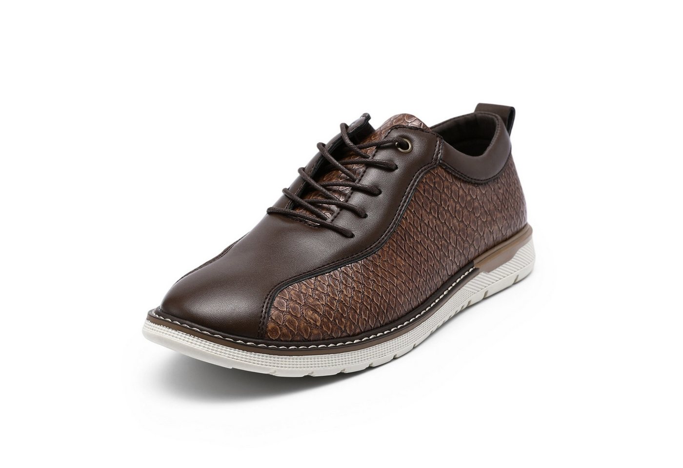 Allthemen Schnürschuh mit Krokodildruck Halbschuhe atmungsaktive Business Freizeitschuh (braun)
