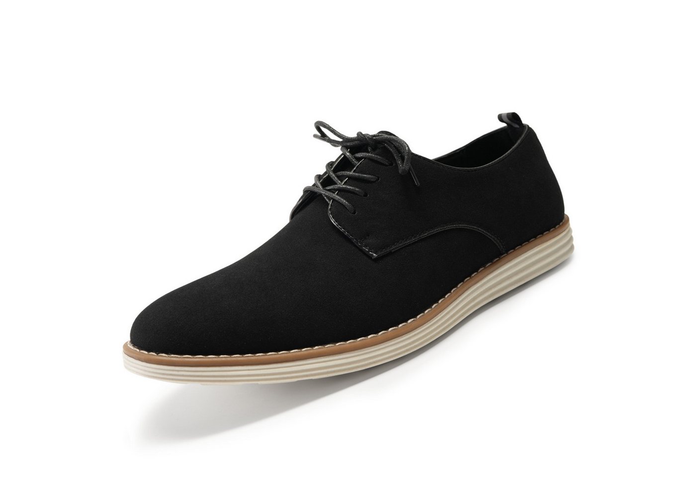 Allthemen Schnürschuh mit schlichten Ziernähten Freizeitschuh Herren lässige Businessschuhe (schwarz)