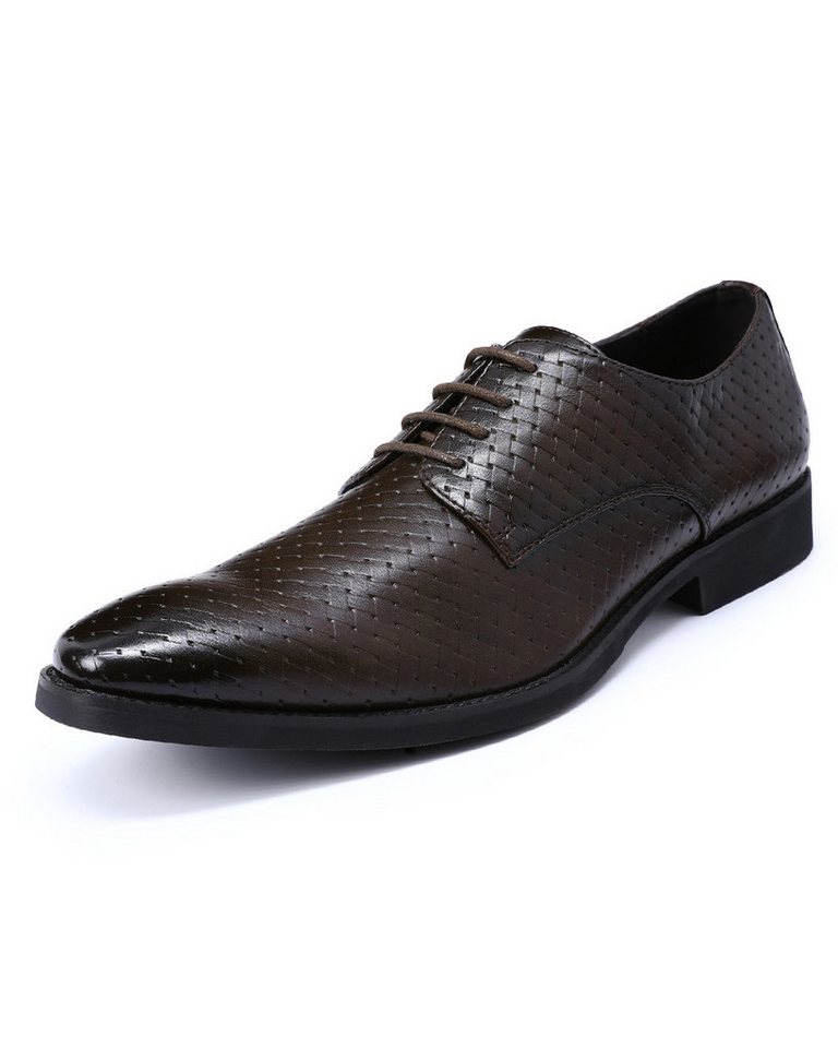 Allthemen Schnürschuh Schnürschuhe Herren geflochtene Lederschnürschuhe Businessschuhe (Kaffee)