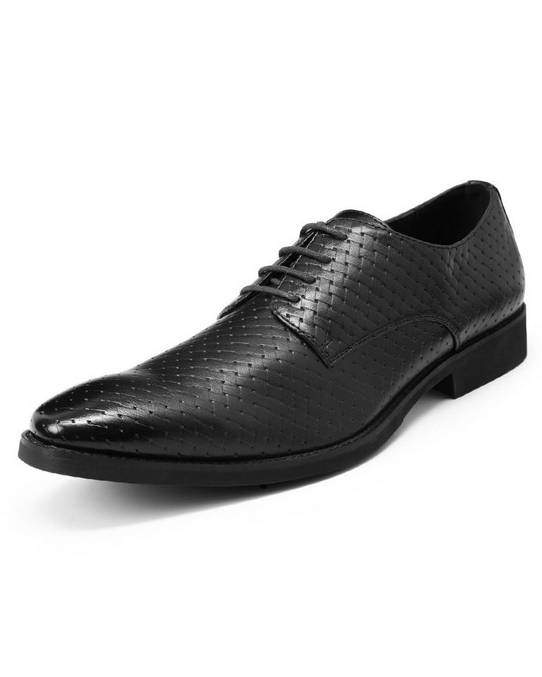 Allthemen Schnürschuh Schnürschuhe Herren geflochtene Lederschnürschuhe Businessschuhe (schwarz)
