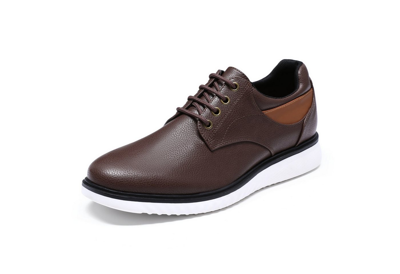 Allthemen Schnürschuh Schnürschuhe Herren Rundkappe Business Halbschuhe aus Leder (Kaffee)