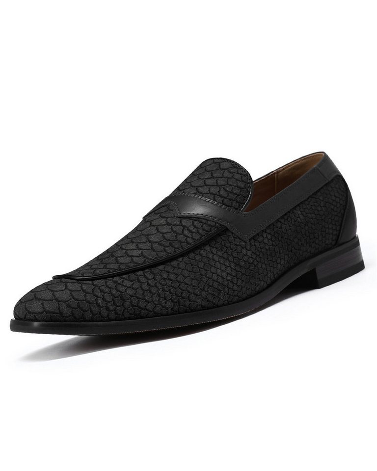Allthemen Slip-On Sneaker Herren Loafer mit Schuppenprägung Eleganter Business-Casual Slipper (schwarz)