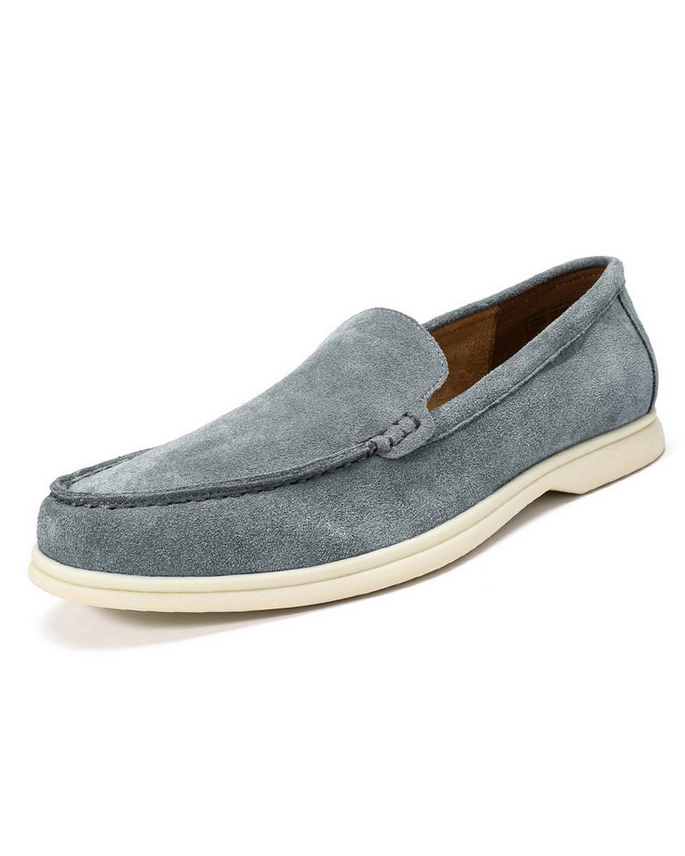 Allthemen Slip-On Sneaker Herren Loafers aus Suede Veloursleder Bequeme Slip-On-Slipper (grau)