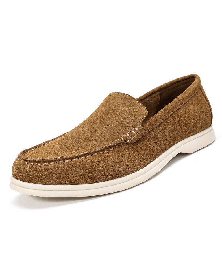 Allthemen Slip-On Sneaker Herren Loafers aus Suede Veloursleder Bequeme Slip-On-Slipper (braun)