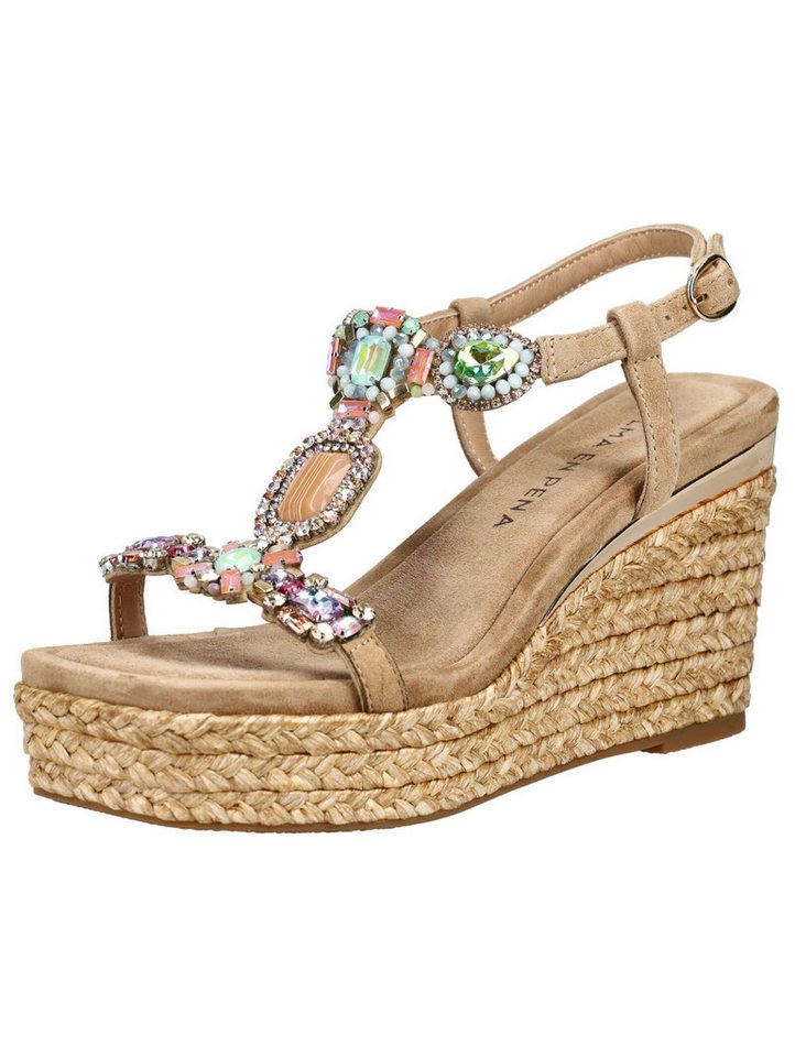 Alma en Pena Sandalen Veloursleder/Textil Keilsandalette