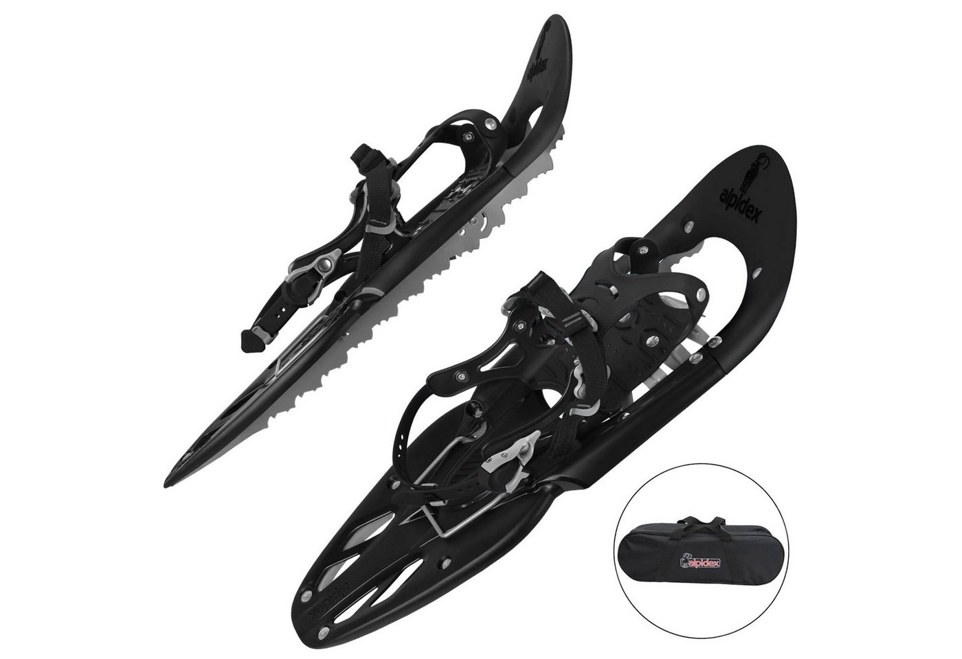 ALPIDEX Schneeschuhe Schneeschuhe inklusive Tragetasche - wahlweise mit oder ohne Stöcke