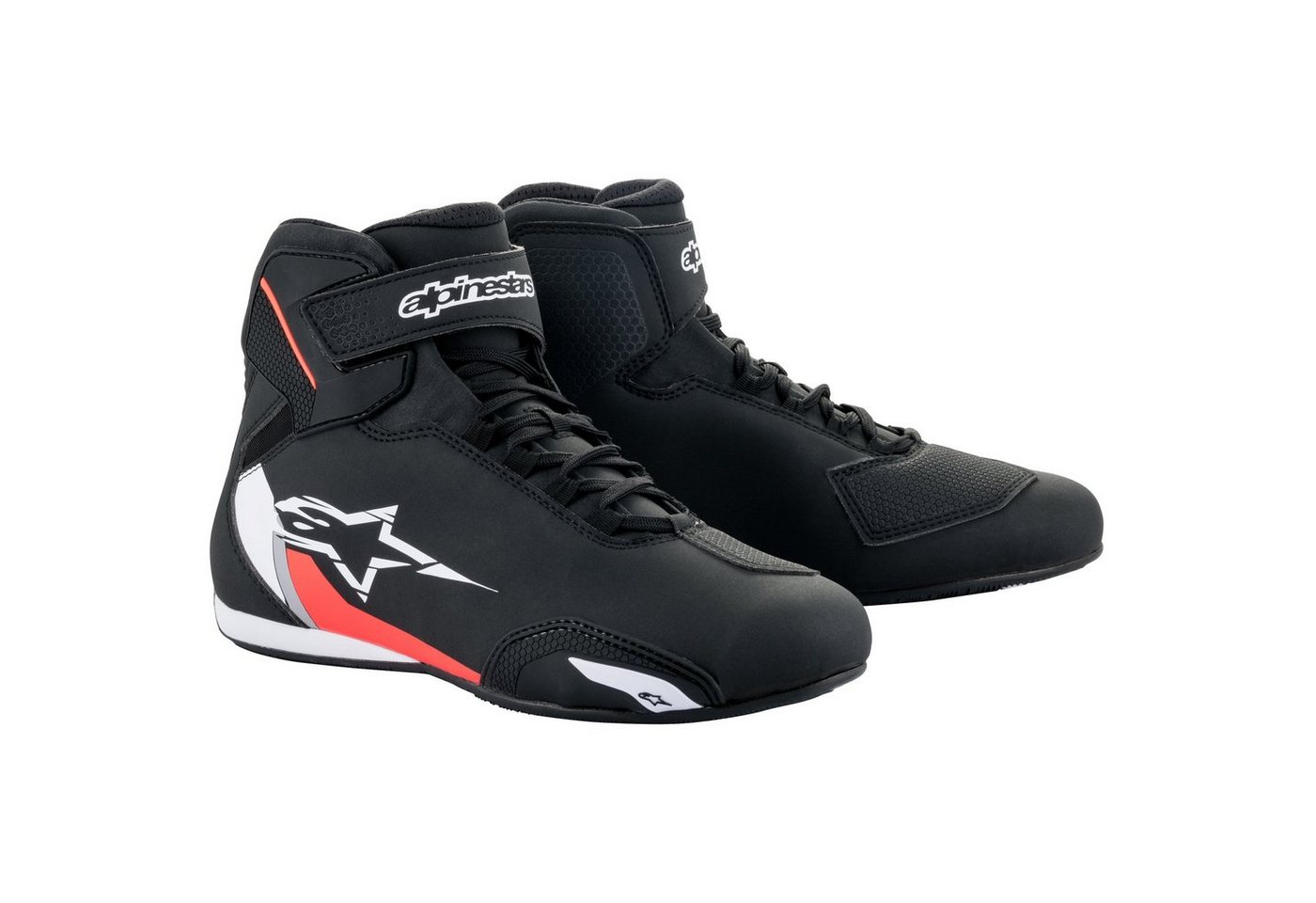 alpinestars Sektor Motorradschuhe schwarz / weiß / fluo-rot 46 Motorradstiefel (Packung, Antistatische und Öl- und Benzinfeste Sohle)