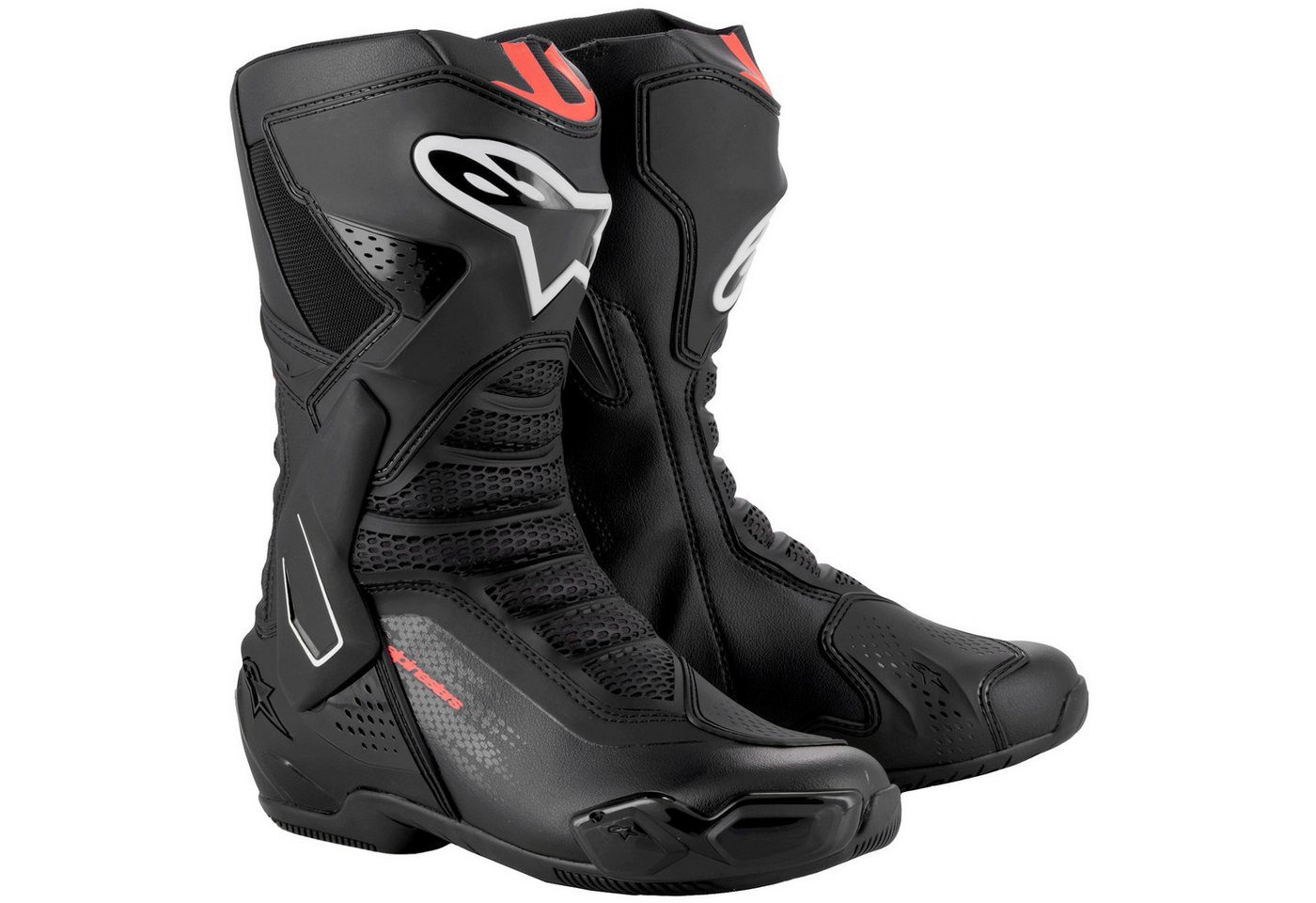 alpinestars SMX-6 V3 Motorradstiefel Schwarz / Rot-Fluo Motorradstiefel (Packung, Antistatische und Öl- und Benzinfeste Sohle)
