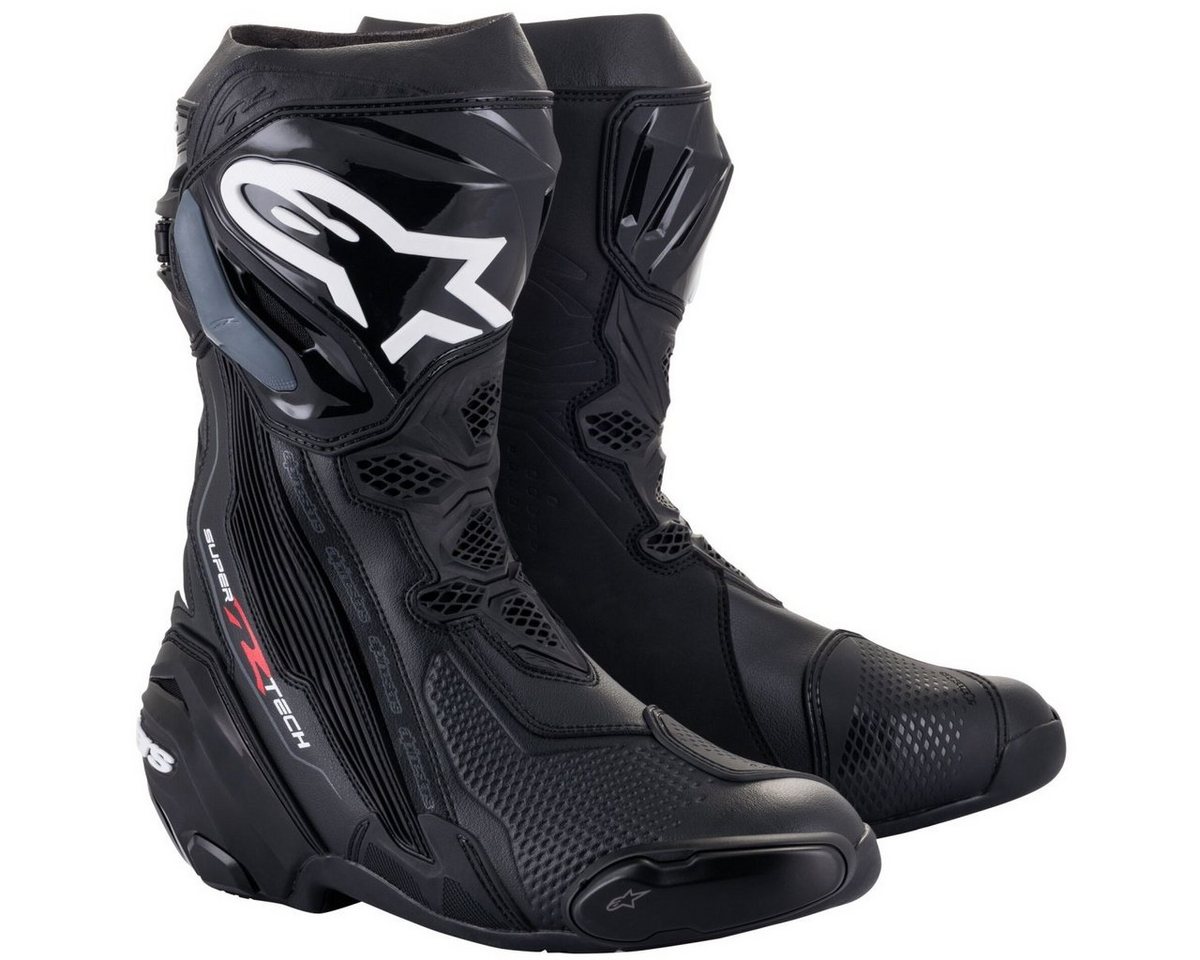 alpinestars Supertech-R Motorradstiefel schwarz Motorradstiefel (Packung, Antistatische und Öl- und Benzinfeste Sohle) motorradstiefel für herren