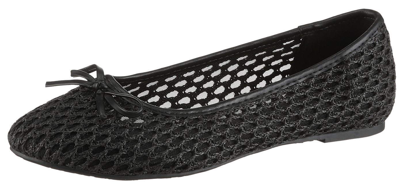 Aniston SHOES Ballerina Loafer, Slipper, Schlupfschuh mit kleiner Schleife- NEUE KOLLEKTION (schwarz)
