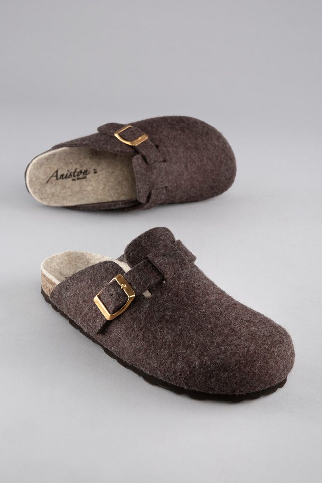 Aniston SHOES Clog, Hausschuh, Homeslipper mit verstellbarem Riemchen - NEUE KOLLEKTION (braun)