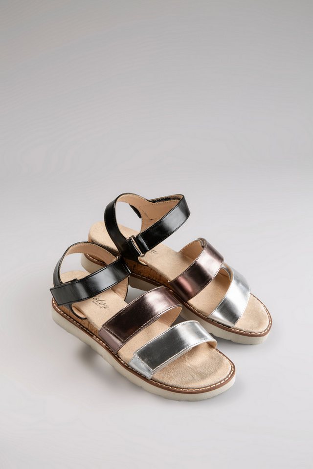 Aniston SHOES Keilsandalette, Sandale, Sommerschuh, Klettschuh, Metallic-Optik - NEUE KOLLEKTION