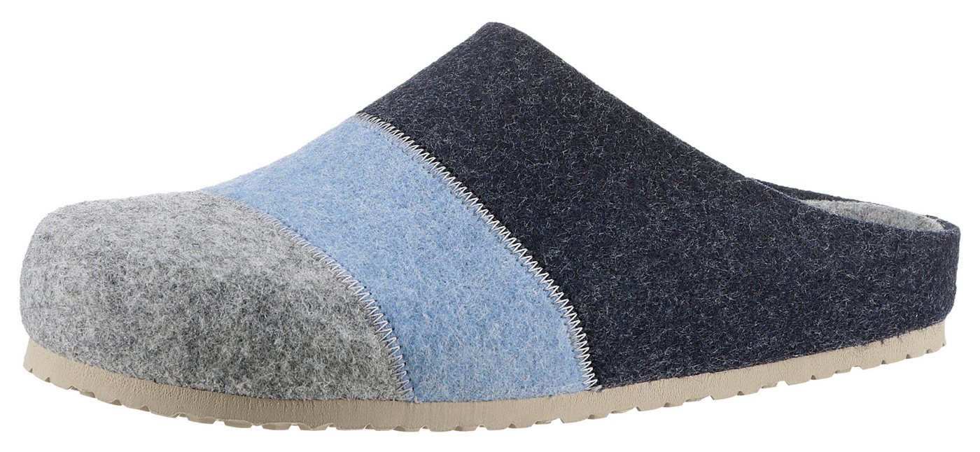Aniston SHOES Panal Clog, Hausschuh, Homeslipper in Patchwork-Optik (blau/grau)