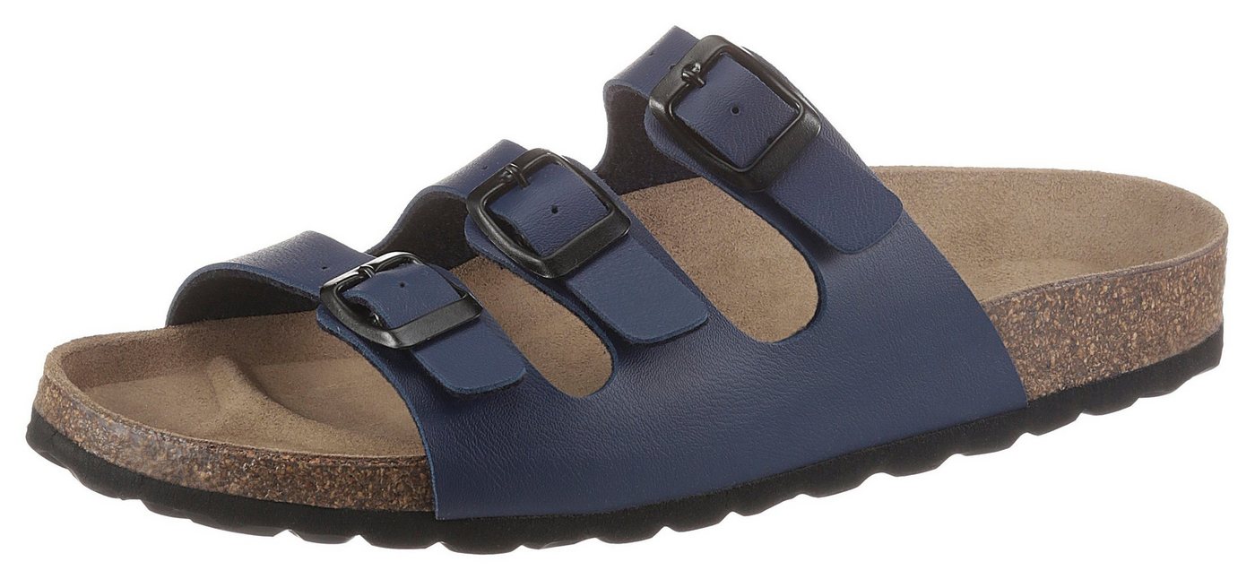 Aniston SHOES Pantolette Gartenschuh, Berufsschuh, Hausschuh mit Veloursleder-Fußbett (blau)