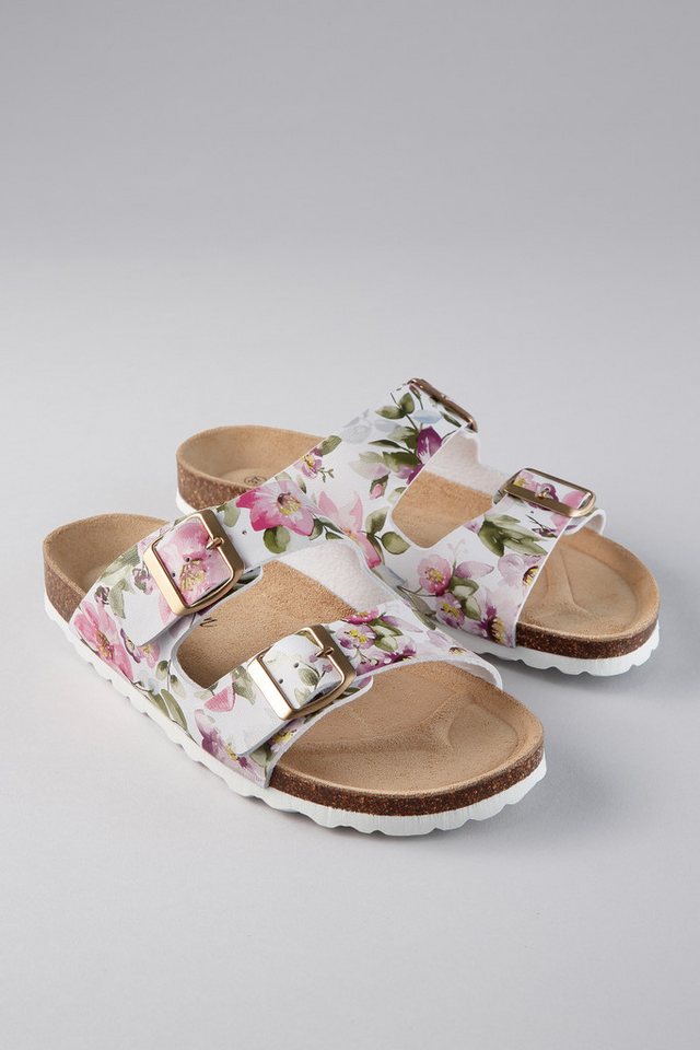 Aniston SHOES Pantolette Hausschuh, Sommerschuh mit Blumendruck - NEUE KOLLEKTION