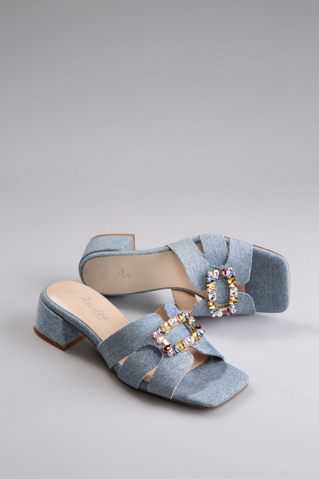 Aniston SHOES Pantolette, Sommerschuh, Festtagsschuh, Blockabsatz - NEUE KOLLEKTION (light denim)